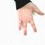 Hand comparison 5, baseline, original sample 0_5_64.png, finger-count error marked in the paper grid
